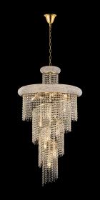 IL32962GO  Alexandra 60cm Pendant 2 Layer Spiral 14 Light E14 Gold/Crystal